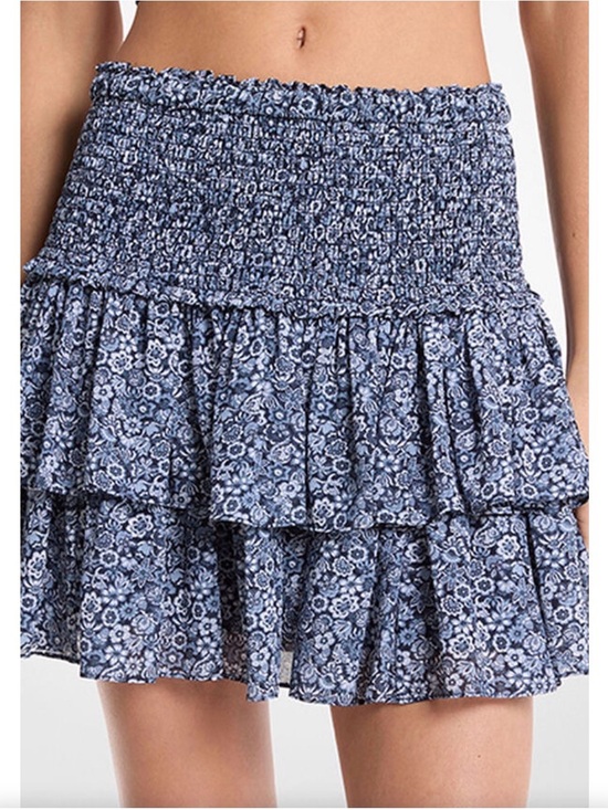 The Reset Dresses & Skirts - The Reset Blue Floral Smocked Tiered Mini Skirt